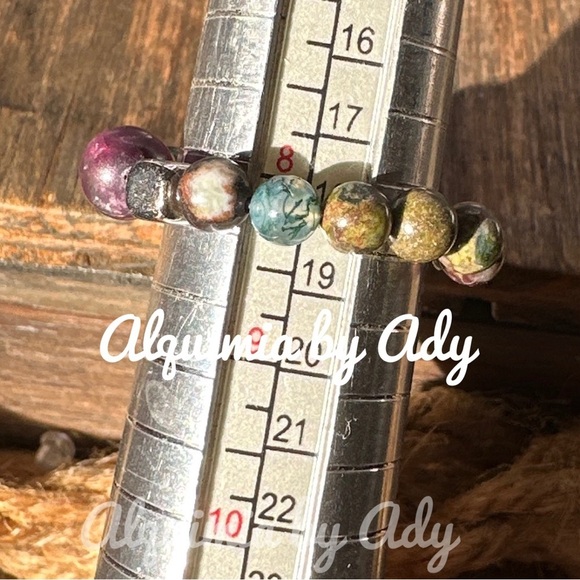 Blood agate silver beaded ring protection/abundance healing crystal - Picture 3 of 7